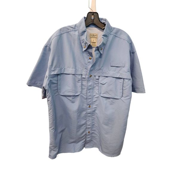 L.L. Bean Blue Performance Vented Fishing Shirt size Large - Picture 2 of 10